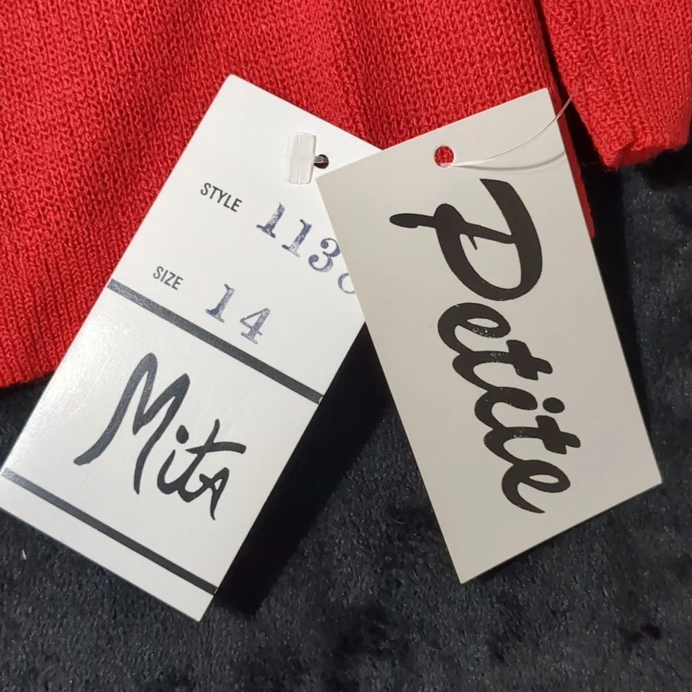 Vintage Mita Women's 2PC Knit Suit Jacket & Skirt red Black Size 14 - Picture 11 of 12